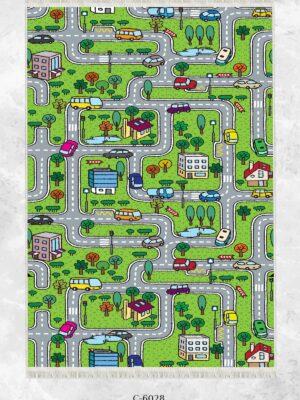 Alternative view of Dijital Baskı Kaymaz Taban Makinede Yıkanabilir Araba Yollu Desenli Çocuk Odası Halısı