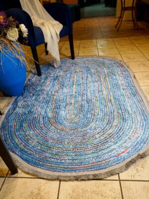 Jüt Desen Dijital Baskı Yıkanabilir Kaymaz Taban Leke Tutmaz Oval Jut Desen Halı Kilim