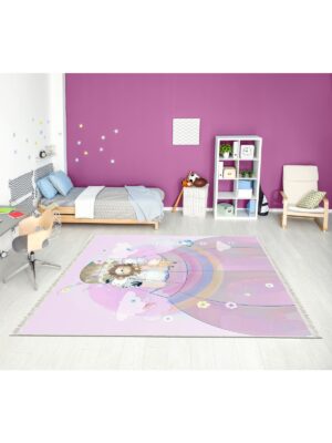 Dijital Baskı Kaymaz Taban Makinede Yıkanabilir Balonlu Desenli Çocuk Odası Halısı