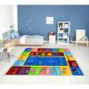 Dijital Baskı Kaymaz Taban Makinede Yıkanabilir Ingilizce Öğreten Desenli Çocuk Odası Halısı