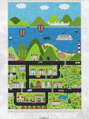 Alternative view of Dijital Baskı Kaymaz Taban Makinede Yıkanabilir Kasabalı Desenli Çocuk Odası Halısı