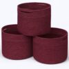 Trio Nest 3'lü Jüt Hasır Dekoratif Sepet Seti 25cm Çap x 18 cm Yükseklik Organizer Düzenleyici Şık