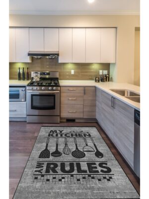 Chef Koleksiyon My Rules Mutfak Halıları, Mutfak Yollukları, Kaymaz Pamuk Taban Yıkanabilir Halılar
