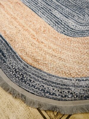 Alternative view of Jüt Desen Dijital Baskı Yıkanabilir Kaymaz Taban Leke Tutmaz Oval Jut Desen Halı Kilim