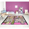 Dijital Baskı Kaymaz Taban Makinede Yıkanabilir Çocuk Halısı Desenli Çocuk Odası Halısı