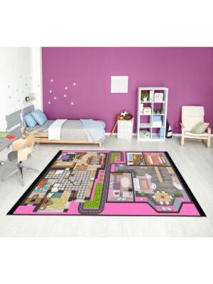 Dijital Baskı Kaymaz Taban Makinede Yıkanabilir Çocuk Halısı Desenli Çocuk Odası Halısı