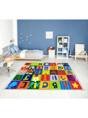 Alternative view of Dijital Baskı Kaymaz Taban Makinede Yıkanabilir Alfabe Desenli Çocuk Odası Halısı
