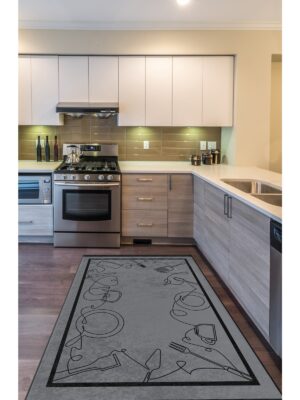Chef Koleksiyon Çatallı Mutfak Halıları, Mutfak Yollukları, Kaymaz Pamuk Taban Yıkanabilir Halılar