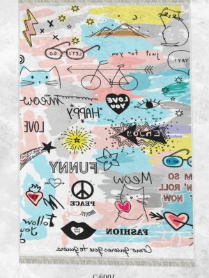 Dijital Baskı Kaymaz Taban Makinede Yıkanabilir Neşeli Desenli Çocuk Odası Halısı