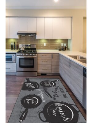 Chef Koleksiyon Tavalı Mutfak Halıları, Mutfak Yollukları, Kaymaz Pamuk Taban Yıkanabilir Halılar