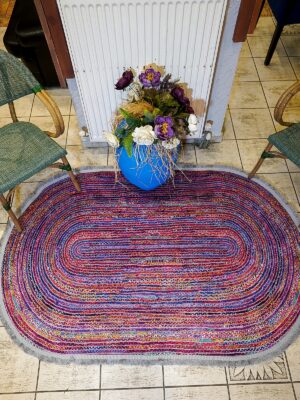 Alternative view of Jüt Desen Dijital Baskı Yıkanabilir Kaymaz Taban Leke Tutmaz Oval Jut Desen Halı Kilim