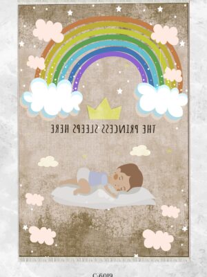 Alternative view of Dijital Baskı Kaymaz Taban Makinede Yıkanabilir Prenses Uyuyor Desenli Çocuk Odası Halısı