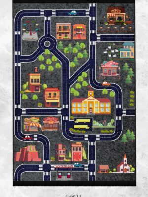 Alternative view of Dijital Baskı Kaymaz Taban Makinede Yıkanabilir Şeritl Trafik Desenli Çocuk Odası Halısı