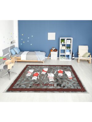 Dijital Baskı Kaymaz Taban Makinede Yıkanabilir Şirin Kedicikli Desenli Çocuk Odası Halısı