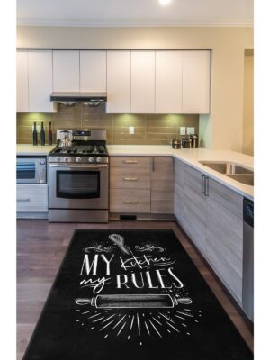 Chef Koleksiyon My Rules Mutfak Halıları, Mutfak Yollukları, Kaymaz Pamuk Taban Yıkanabilir Halılar