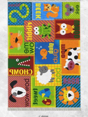 Alternative view of Dijital Baskı Kaymaz Taban Makinede Yıkanabilir Hayvanlar Dünyası Desenli Çocuk Odası Halısı