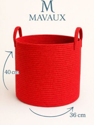 El İşçiliği Dokulu Büyük Boy Sepet – 40 x 36 cm Dekoratif Ev Düzeni, Oyuncak ve Çamaşır Organizer