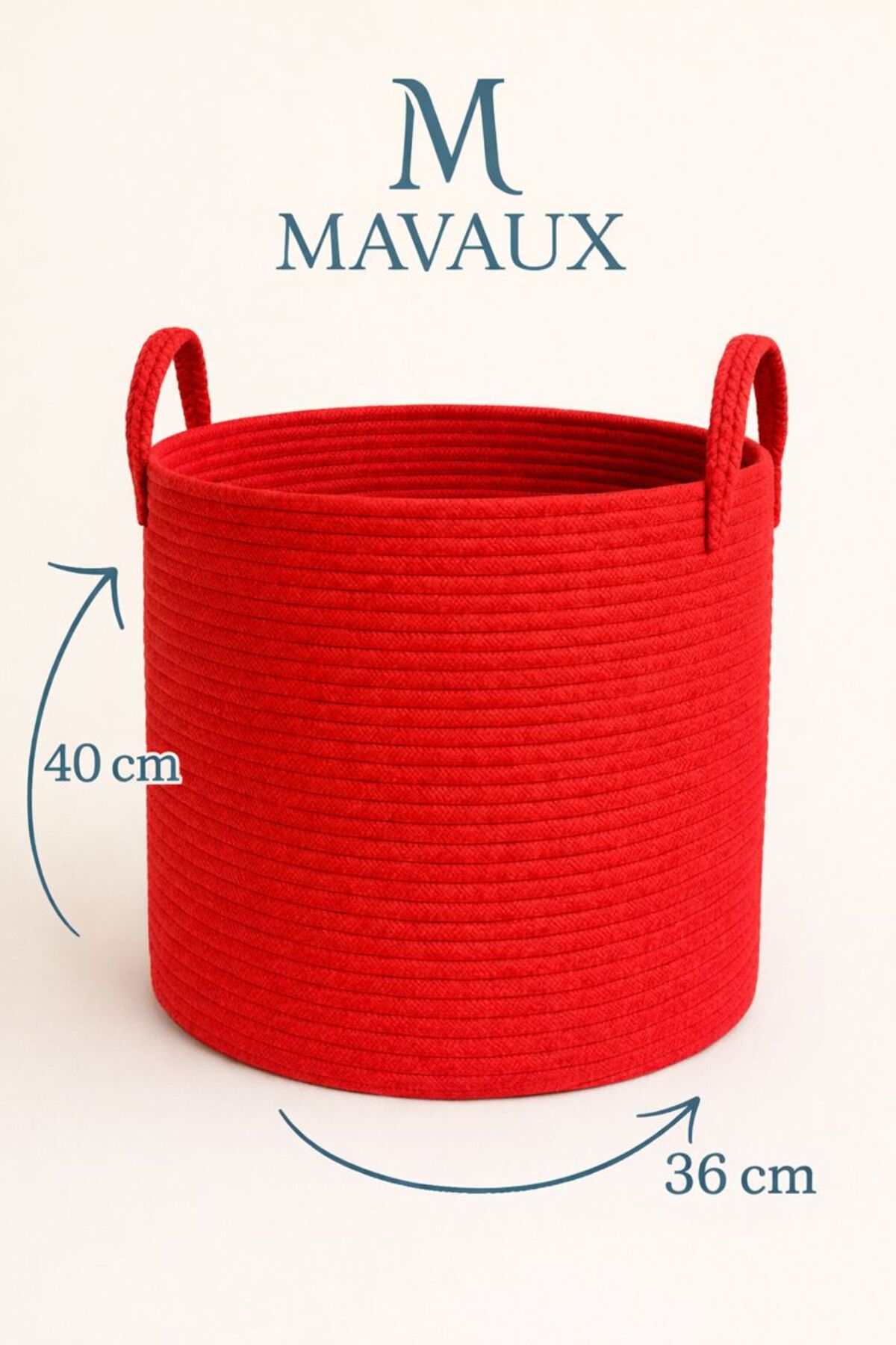 El İşçiliği Dokulu Büyük Boy Sepet – 40 x 36 cm Dekoratif Ev Düzeni, Oyuncak ve Çamaşır Organizer