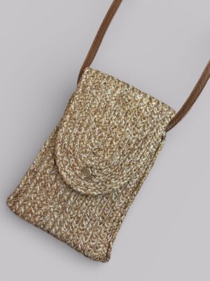 Lina Hasır Telefonluk Çanta Hakiki Deri Askı Çapraz Çanta, Arka Kartlıklı, Hafif ve Minimal Tasarım