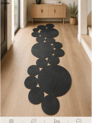 Snake Hasır Jüt Bej Yolluk Halı Kilim – 100 x 530 / Antrasit