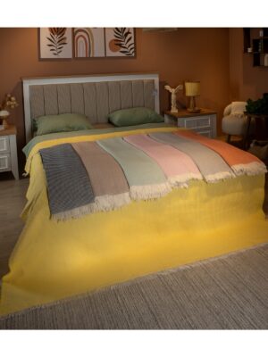Çift kişilik pike 200x230 cm gri pamuklu yatak örtüsü