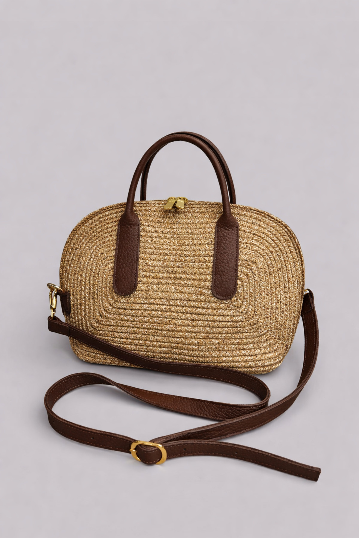 Alin Ekstra Hafif Yumuşak Halat Hakiki Deri Detaylı Hasır Kadın El ve Omuz Çantası