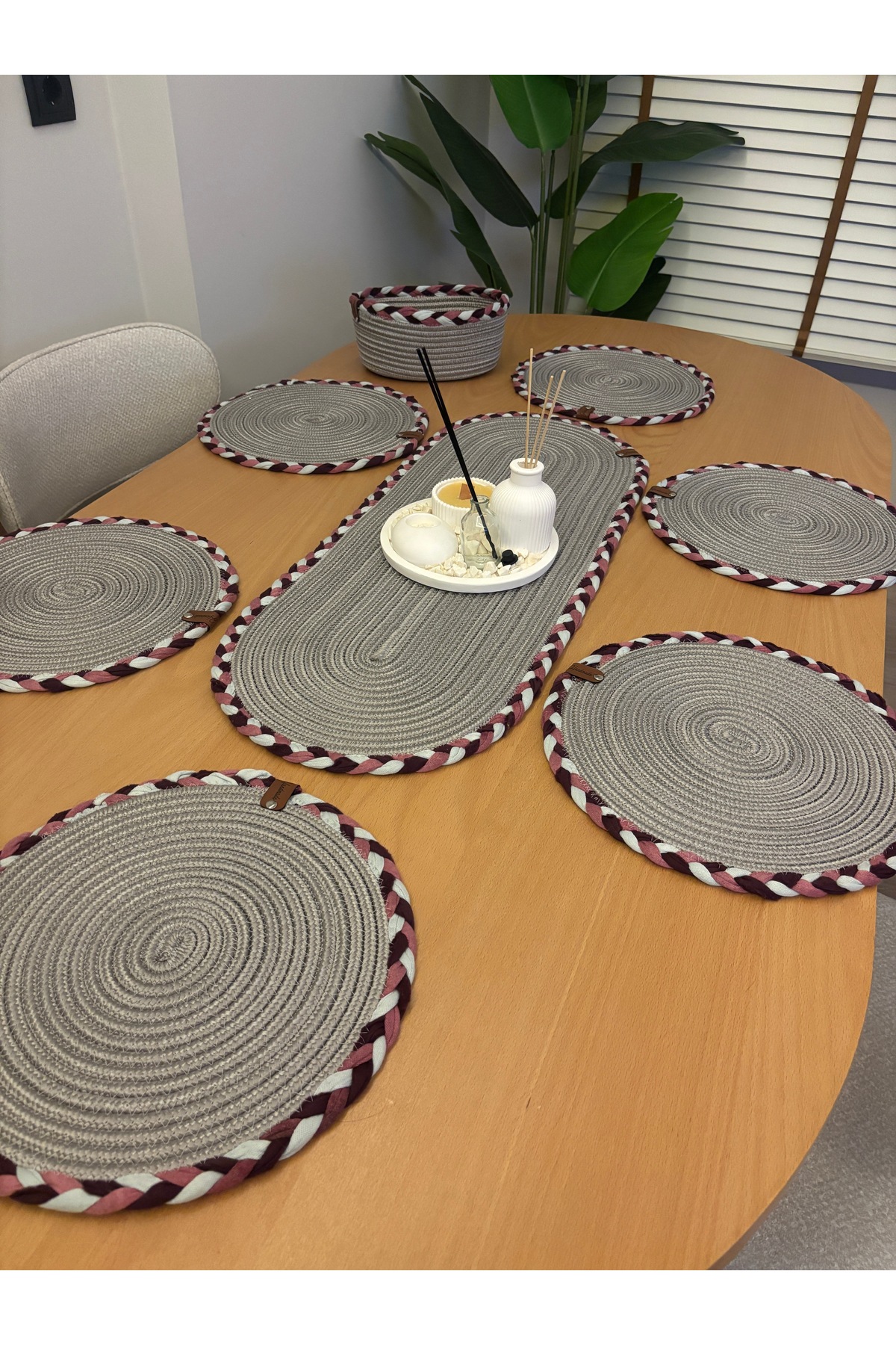 Alternative view of Sera Hasır Sofra Seti 6’lı Supla + 1 Runner + 1 Ekmeklik Doğal El Yapımı Amerikan Servis