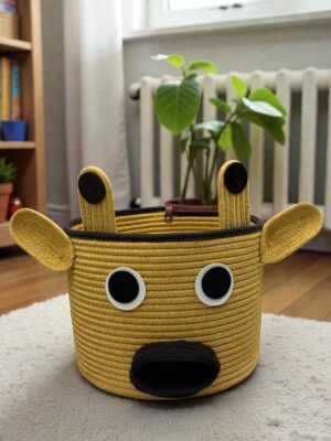 Alternative view of Kids İnek Figürlü Halat Sepet 26x20 cm Çocuk Odası Oyuncak ve Dekoratif Organizer