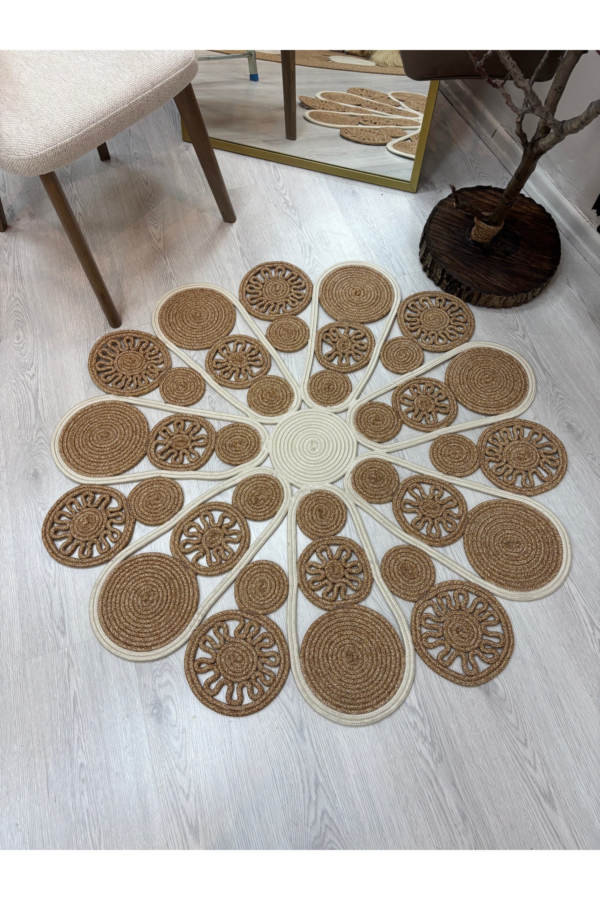 Elora Doğal Hasır Jüt Kilim El Dokuması Özel Tasarım Salon Yatak Odası Koridor Kullanıma Uygun