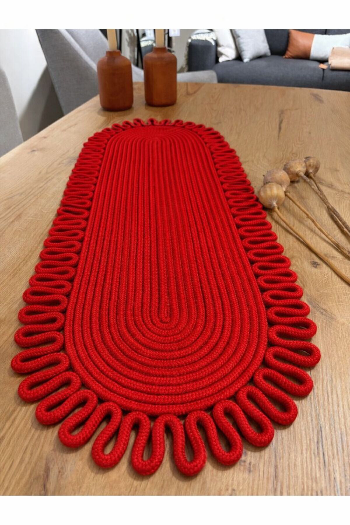 Galaxy Doğal Jüt, Desenli, Hasır, Amerikan Servis, Masa, Sehpa Örtüsü Runner. 30x80