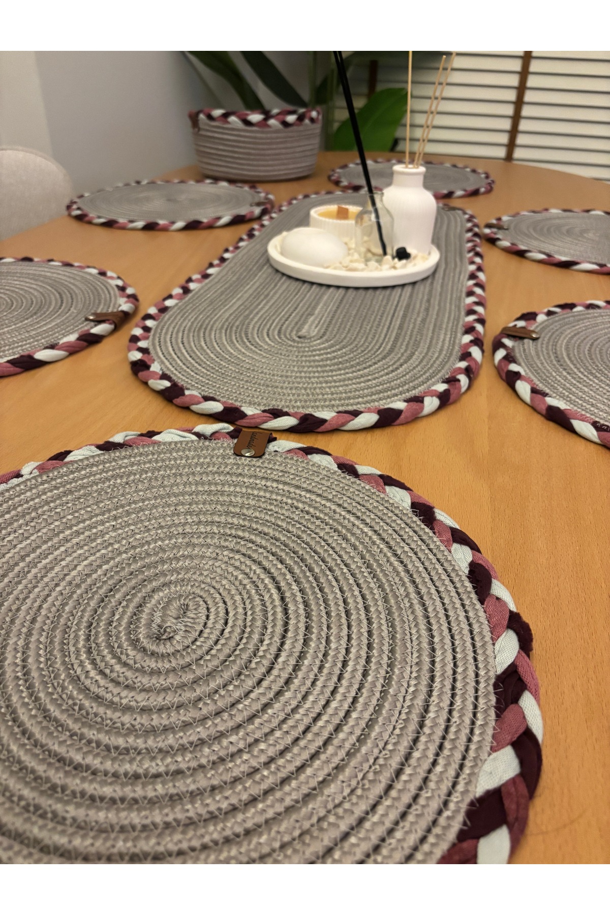 Sera Hasır Sofra Seti 6’lı Supla + 1 Runner + 1 Ekmeklik Doğal El Yapımı Amerikan Servis - Görsel 5
