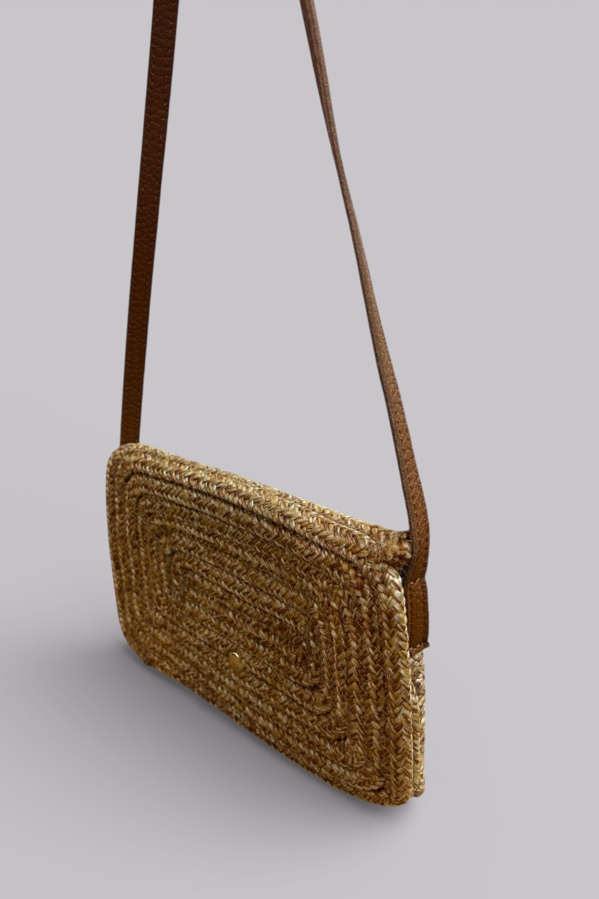 Blaze 3 Bölmeli Hasır Telefon Çantası Hakiki Deri Askılı Çapraz Çanta, Ekstra Yumuşak Halat Dokulu - Görsel 3