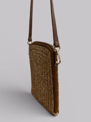 Alternative view of Vux Hasır Telefonluk Çanta – Hakiki Deri Detaylı Çapraz Çanta, Yumuşak Dokulu Halat Tasarım