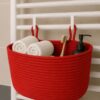 Dekoratif Askılı Banyo Sepeti – 18×40×16 cm– Saklama ve Düzenleyici HASIR JÜT SEPET ORGANİZER EL İŞİ