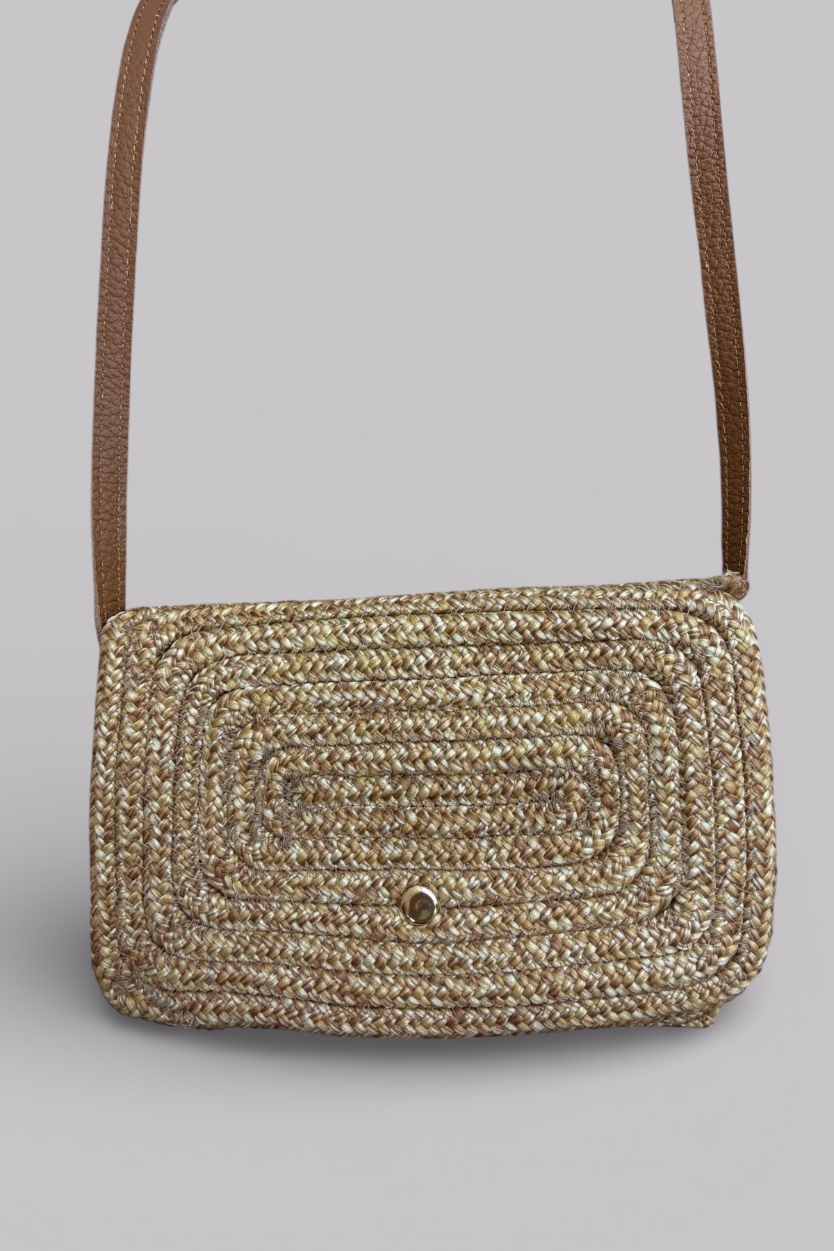 Blaze 3 Bölmeli Hasır Telefon Çantası Hakiki Deri Askılı Çapraz Çanta, Ekstra Yumuşak Halat Dokulu - Görsel 4