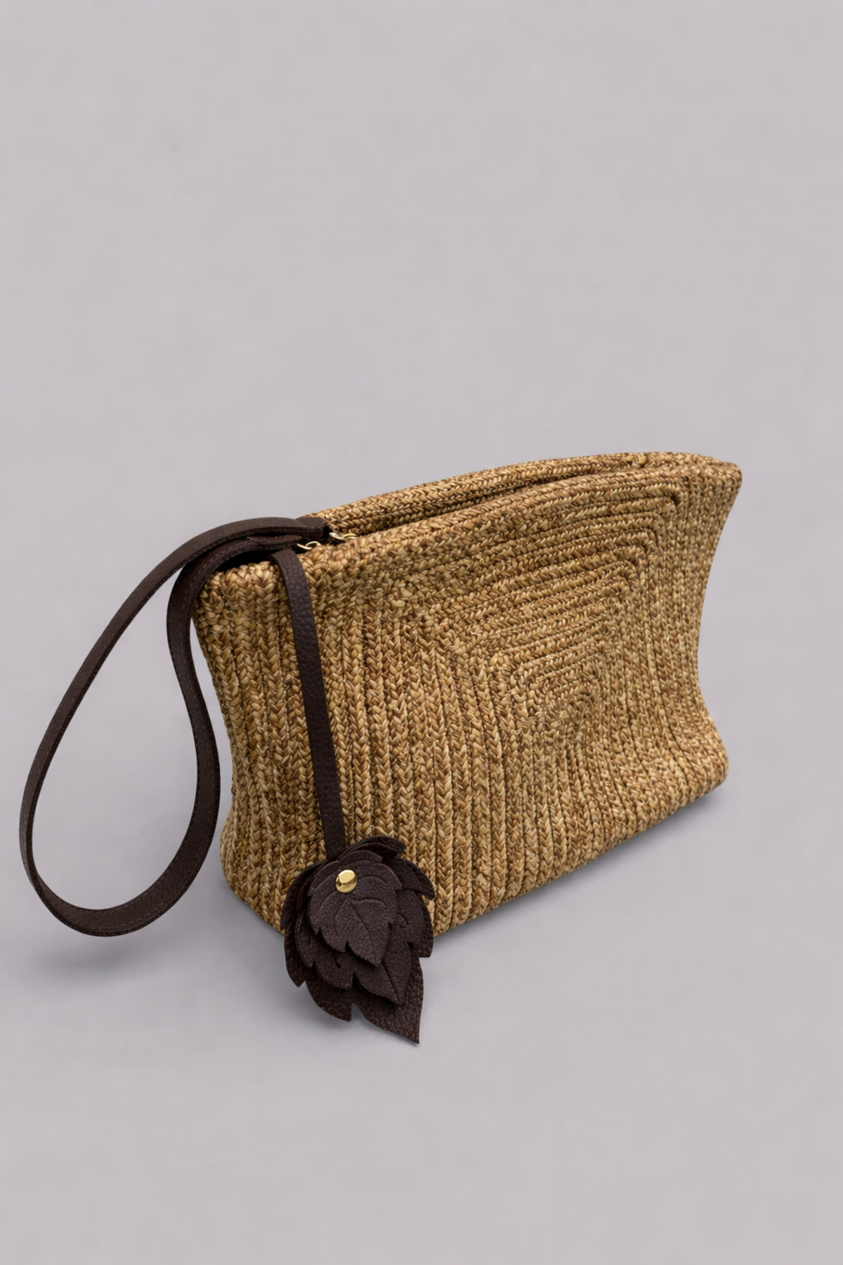 Calia Ekstra Hafif Yumuşak Halat Örgü Hakiki Deri Detaylı Clutch ve Kısa Saplı Kadın Çanta