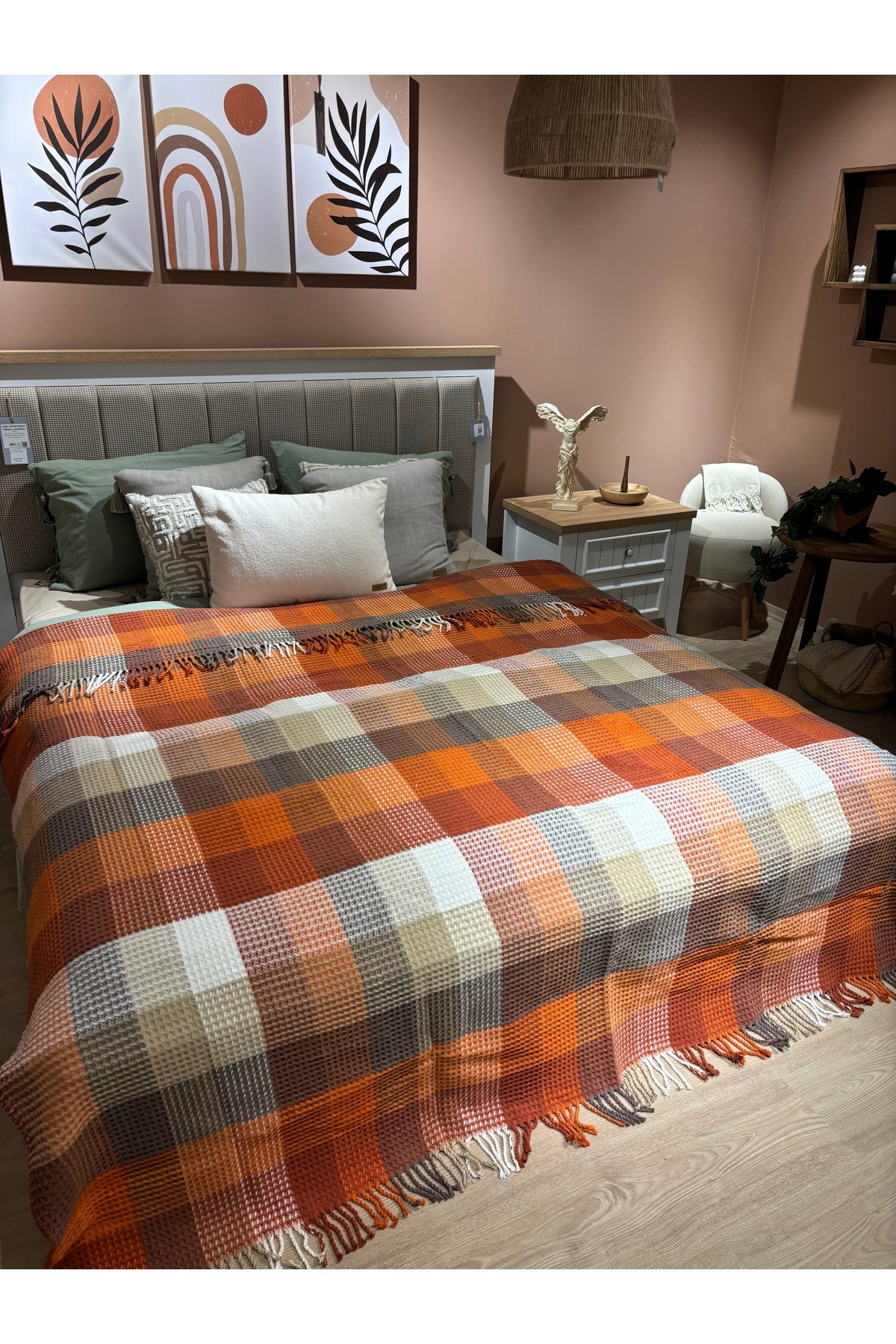 Sesli Comfort Serisi Battal Boy Pamuklu Kutulu Skoç Battaniye 200x220 1750gr