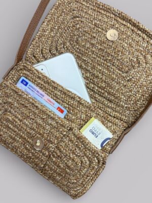 Alternative view of Blaze 3 Bölmeli Hasır Telefon Çantası Hakiki Deri Askılı Çapraz Çanta, Ekstra Yumuşak Halat Dokulu