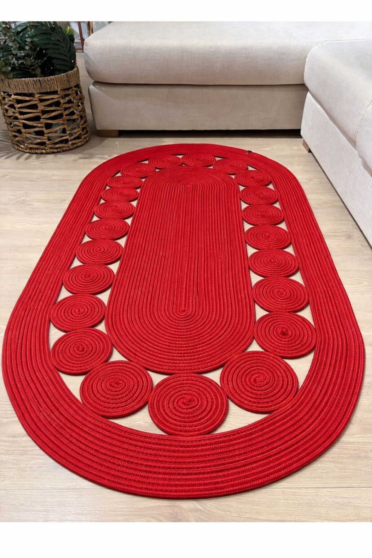 Cookie Jüt Hasırlı El Örgüsü Kilim