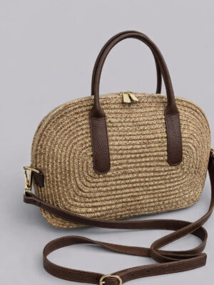 Alternative view of Alin Ekstra Hafif Yumuşak Halat Hakiki Deri Detaylı Hasır Kadın El ve Omuz Çantası