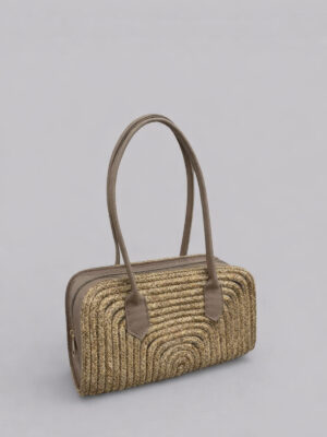 Alternative view of Leva Ekstra Hafif Yumuşak Halat ve Hakiki Deri Detaylı Tasarım Hasır Kadın El ve Omuz Çantası