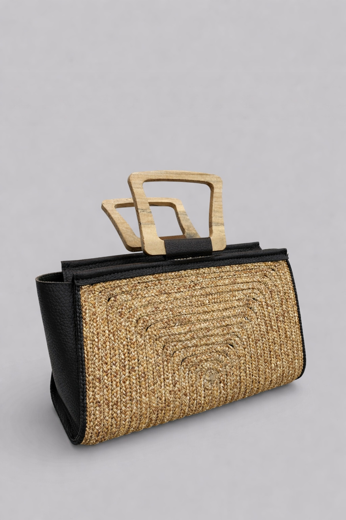 Noa Ekstra Hafif Halat Ahşap Saplı Hakiki Deri Detaylı Hasır Kadın El Çantası