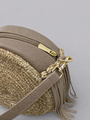 Alternative view of Olea Ekstra Hafif Yumuşak Halat ve Hakiki Deri Saçaklı Tasarım Şık Hasır Kadın Omuz ve Çapraz Çanta
