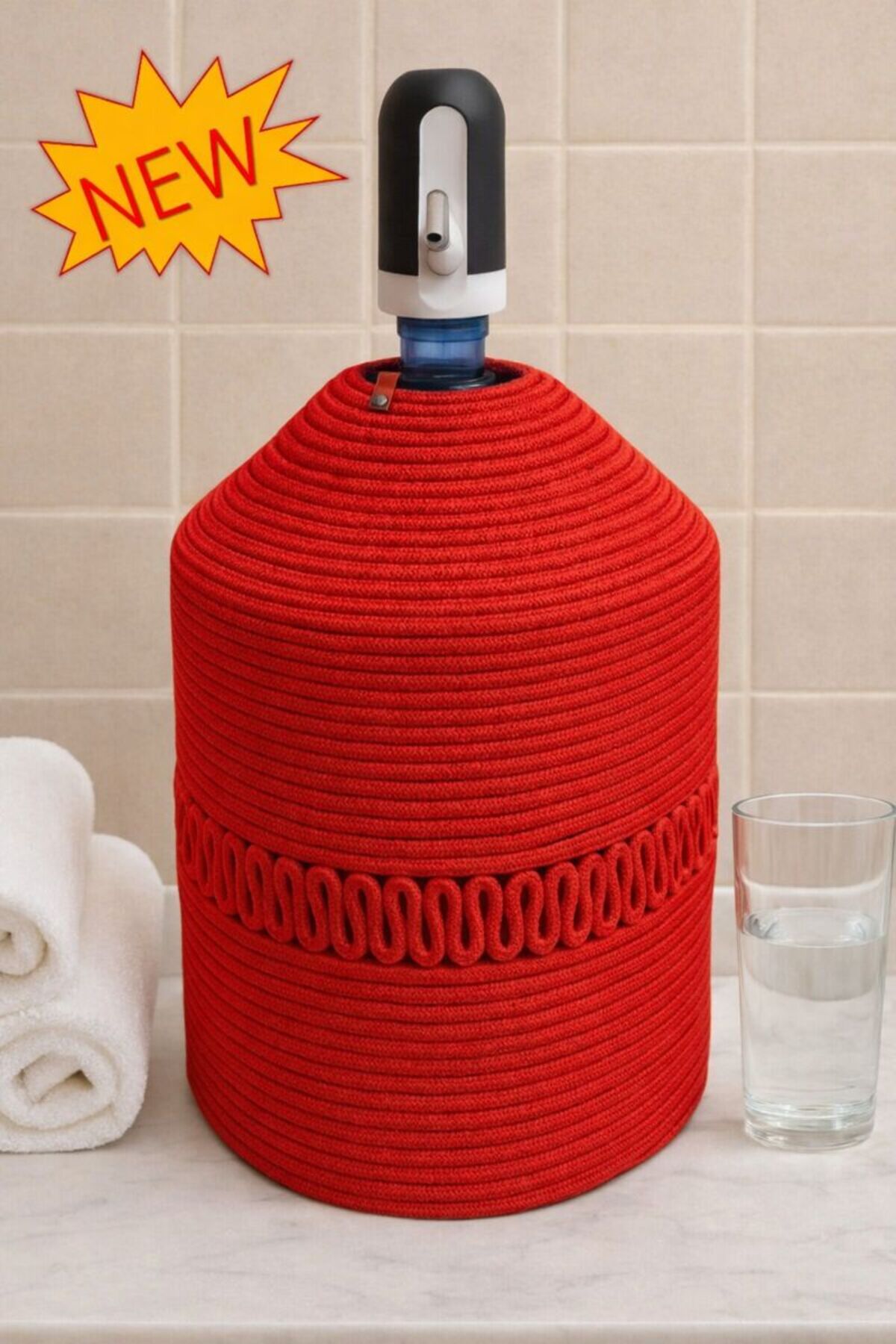 Chic Damacana Kılıfı Jüt Hasır Görünümlü, Desenli Damacana Kılıfı