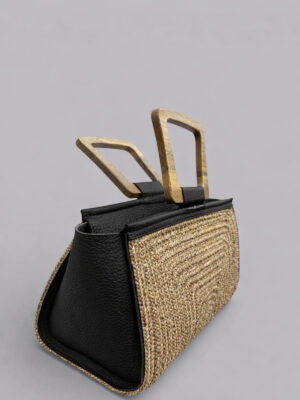 Alternative view of Noa Ekstra Hafif Halat Ahşap Saplı Hakiki Deri Detaylı Hasır Kadın El Çantası