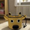 Kids İnek Figürlü Halat Sepet 26x20 cm Çocuk Odası Oyuncak ve Dekoratif Organizer