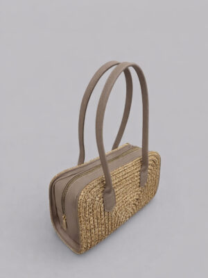 Leva Ekstra Hafif Yumuşak Halat ve Hakiki Deri Detaylı Tasarım Hasır Kadın El ve Omuz Çantası