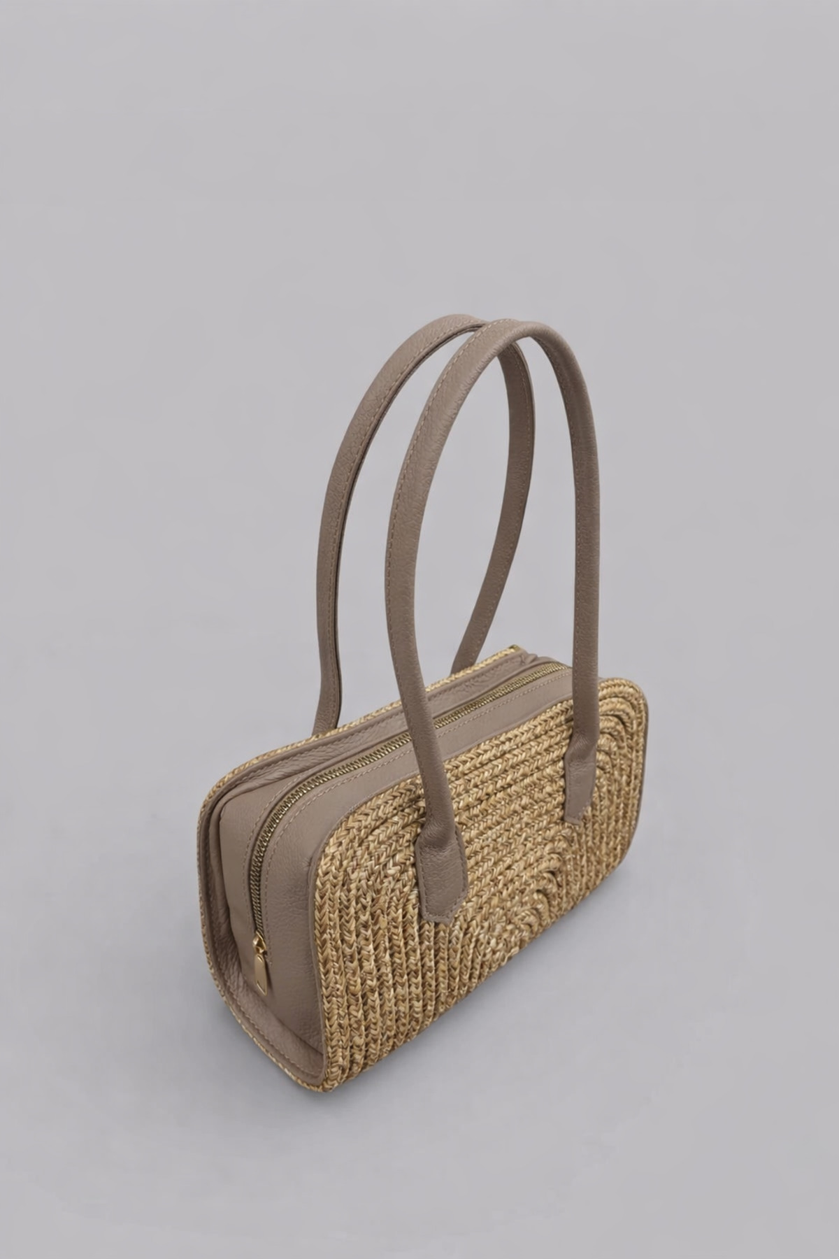 Leva Ekstra Hafif Yumuşak Halat ve Hakiki Deri Detaylı Tasarım Hasır Kadın El ve Omuz Çantası