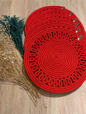 Kalın Işlemeli, 6 - Adet, Amerikan Servis, Jüt Supla, Dayanıklı, Isıya Duyarlı, Uzun Ömürlü,