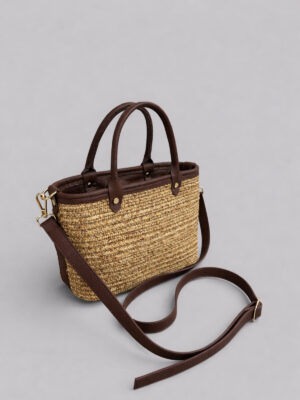 Cera Ekstra Hafif Yumuşak Halat ve Hakiki Deri Detaylı Şık Tasarım Hasır Kadın El ve Omuz Çantası